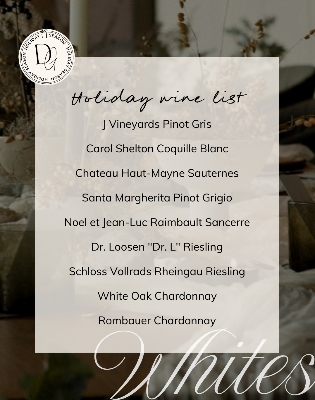 Holiday Wine List